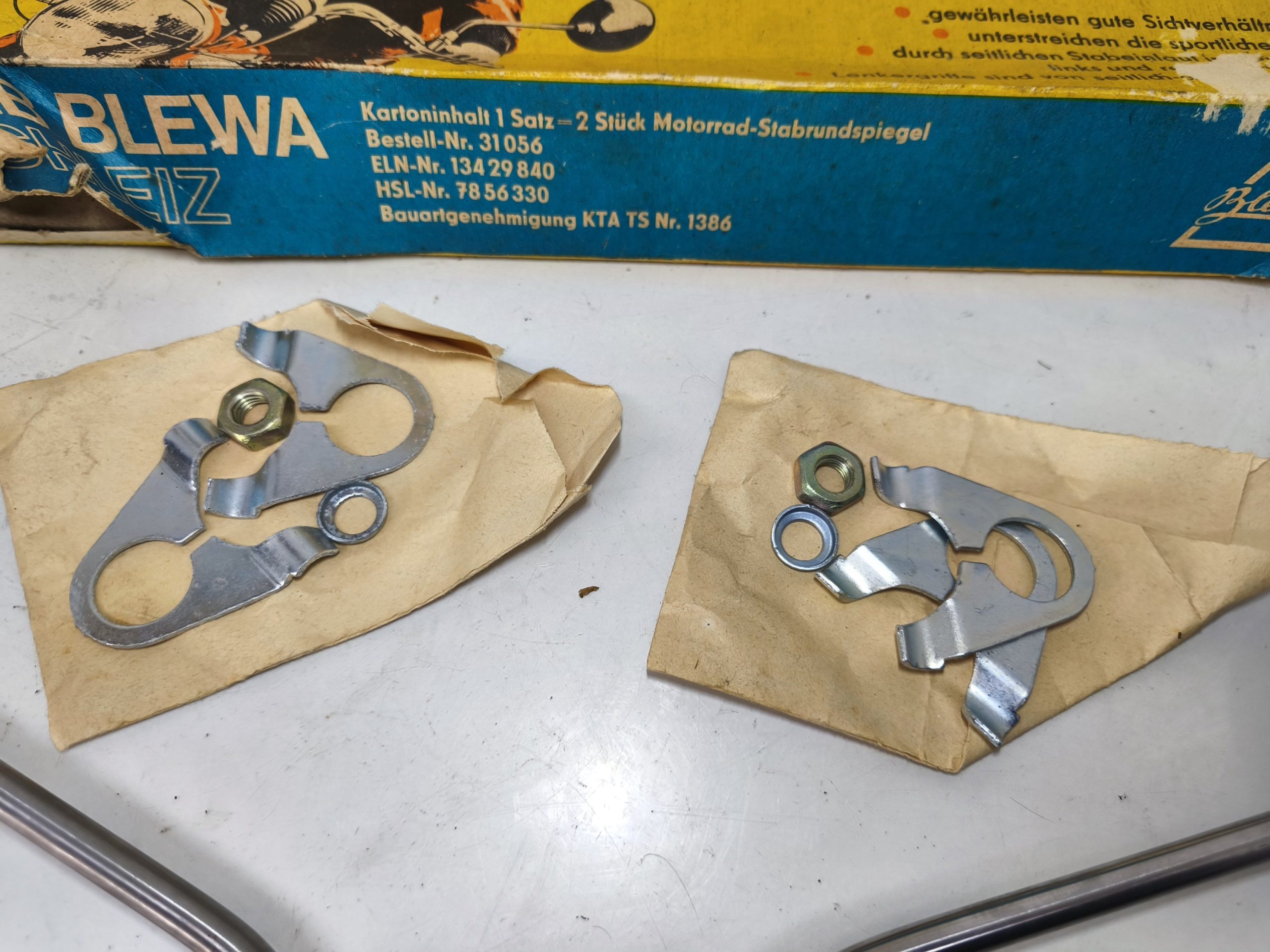 Oryginał DDR nowe - komplet lusterek Blewa do MZ TS 150 125 (lusterko, lusterka) - obrazek 4