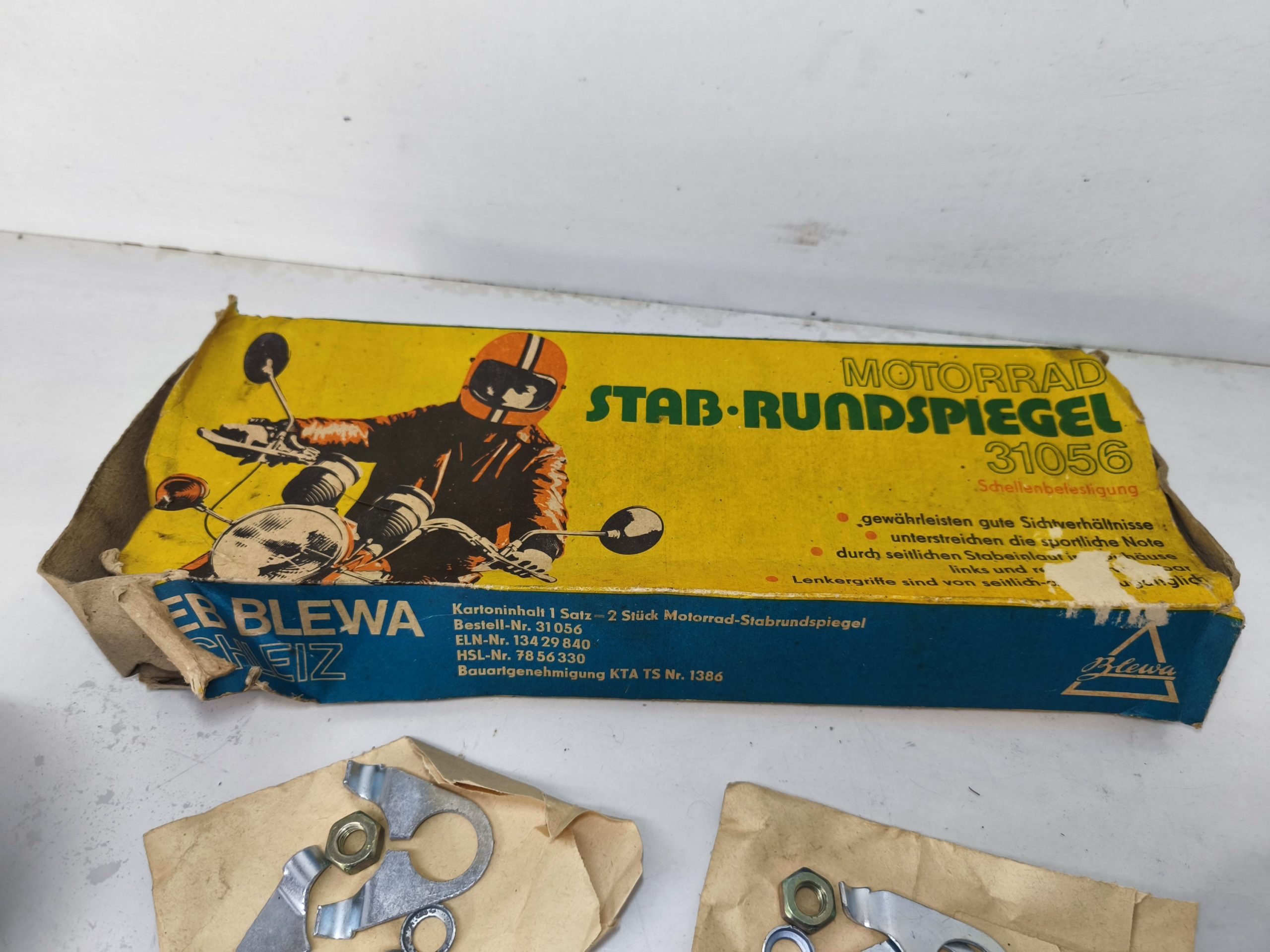 Oryginał DDR nowe - komplet lusterek Blewa do MZ TS 150 125 (lusterko, lusterka) - obrazek 2